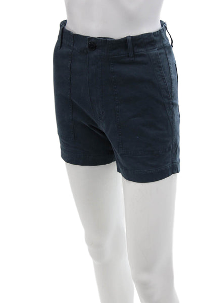 Kule Womens Cotton High-Waisted Zippered Casual Shorts Solid Blue Size M