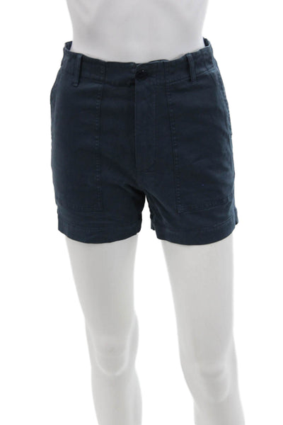 Kule Womens Cotton High-Waisted Zippered Casual Shorts Solid Blue Size XS