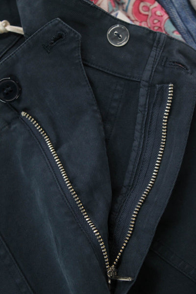 Kule Womens Cotton High-Waisted Zippered Casual Shorts Solid Blue Size XS