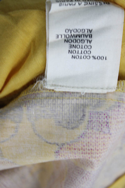 Antik Batik Womens Cotton Floral High-Rise Tied Tapered Pants Yellow Size S