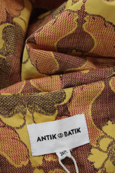 Antik Batik Womens Cotton Floral High-Rise Tied Tapered Pants Yellow Size S