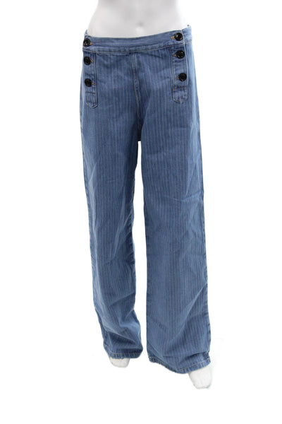 Masscob Womens Cotton Medium Wash Buttoned Wide-Leg Jeans Blue Size 38