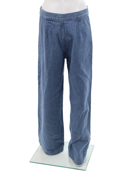 Masscob Womens Cotton Medium Wash Buttoned Wide-Leg Jeans Blue Size 38