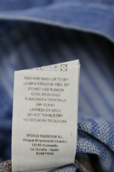 Masscob Womens Cotton Medium Wash Buttoned Wide-Leg Jeans Blue Size 38