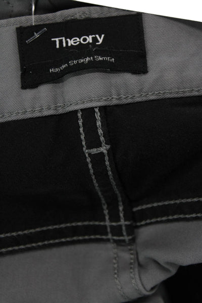 Theory Mens Textured Zip Button Wide Leg Dress Pants Gray Size EUR 32