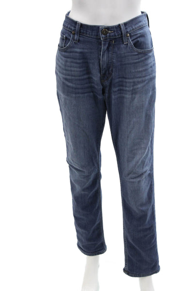 Paige Mens Cotton Zip Button Straight Leg Denim Jeans Blue Size EUR 32