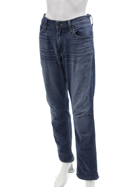 Paige Mens Cotton Zip Button Straight Leg Denim Jeans Blue Size EUR 32