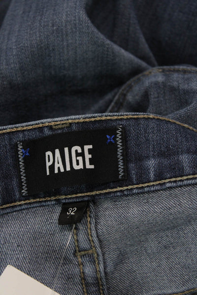 Paige Mens Cotton Zip Button Straight Leg Denim Jeans Blue Size EUR 32