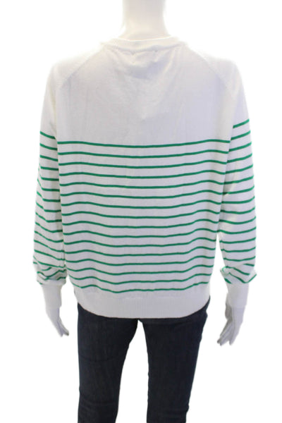 Molly Bracken Womens Striped Long Sleeve Button-Up Cardigan Sweater White Size M