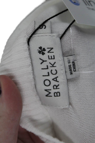 Molly Bracken Womens Striped Long Sleeve Button-Up Cardigan Sweater White Size M