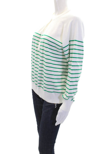 Molly Bracken Womens Striped Long Sleeve Button-Up Cardigan Sweater White Size S