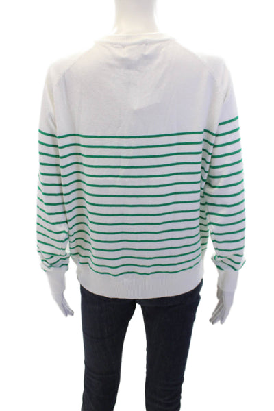 Molly Bracken Womens Striped Long Sleeve Button-Up Cardigan Sweater White Size S