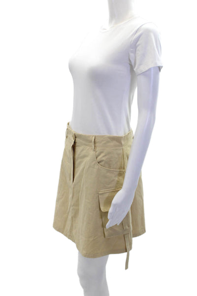 Lili Sidonio Womens Cotton Zippered Cargo Mini Skirt Solid Beige Size XS