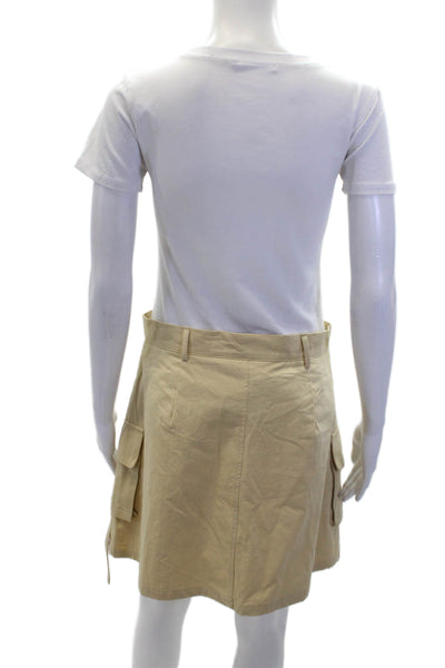 Lili Sidonio Womens Cotton Zippered Cargo Mini Skirt Solid Beige Size XS
