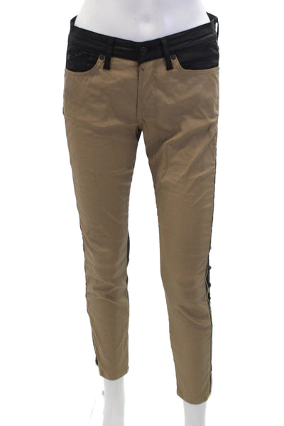 7 For All Mankind Womens Colorblocked Side Zippered Detail Pants Brown Size 27