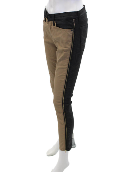 7 For All Mankind Womens Colorblocked Side Zippered Detail Pants Brown Size 27