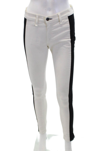 Rag & Bone Womens Cotton Colorblocked Low Rise Skinny Jeans White Size 28