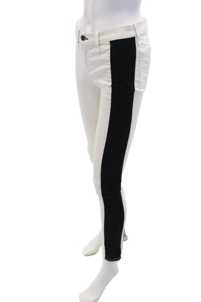 Rag & Bone Womens Cotton Colorblocked Low Rise Skinny Jeans White Size 28