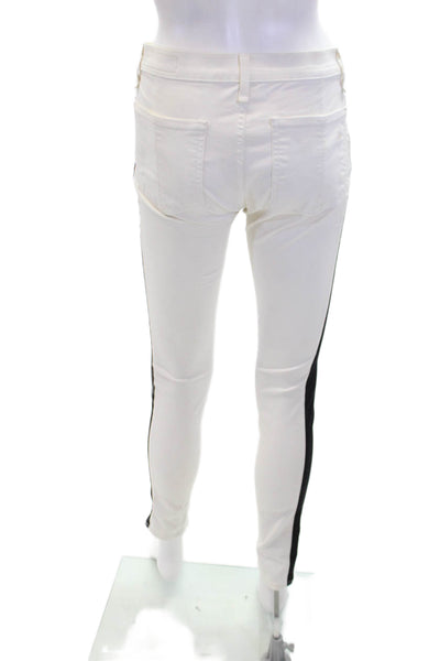 Rag & Bone Womens Cotton Colorblocked Low Rise Skinny Jeans White Size 28