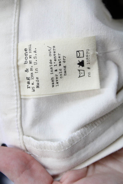 Rag & Bone Womens Cotton Colorblocked Low Rise Skinny Jeans White Size 28