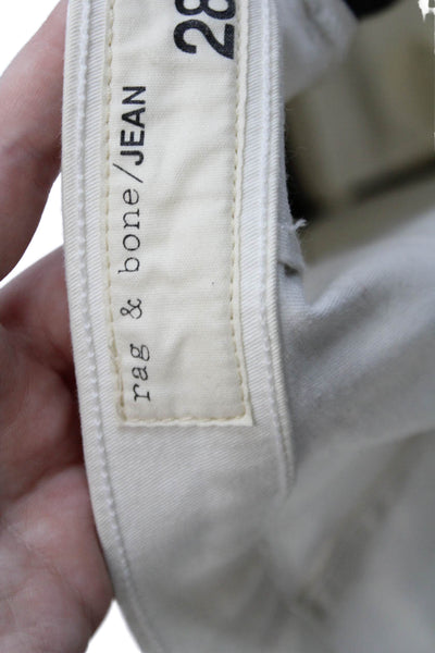 Rag & Bone Womens Cotton Colorblocked Low Rise Skinny Jeans White Size 28