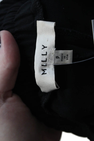 Milly Womens Drawstring Waist Side Striped Casual Wide Leg Pants Black Size P