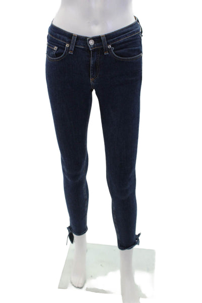 Rag & Bone Jean Womens Mid Rise Dark Wash Tie Ankle Skinny Jeans Blue Size 24