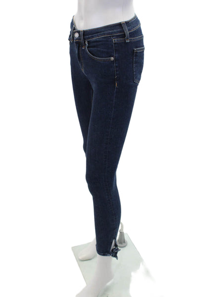 Rag & Bone Jean Womens Mid Rise Dark Wash Tie Ankle Skinny Jeans Blue Size 24