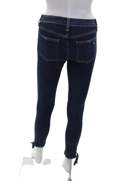 Rag & Bone Jean Womens Mid Rise Dark Wash Tie Ankle Skinny Jeans Blue Size 24