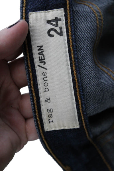 Rag & Bone Jean Womens Mid Rise Dark Wash Tie Ankle Skinny Jeans Blue Size 24