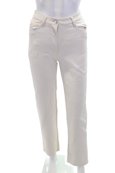 Wilfred Womens Zipper Fly Mid Rise Straight Leg Faux Leather Pants White Size 00