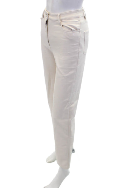 Wilfred Womens Zipper Fly Mid Rise Straight Leg Faux Leather Pants White Size 00