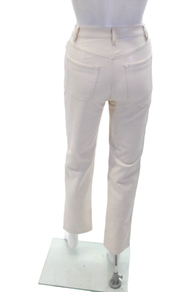 Wilfred Womens Zipper Fly Mid Rise Straight Leg Faux Leather Pants White Size 00