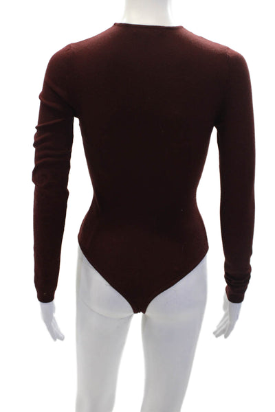 Ronny Kobo Womens Long Sleeve Button Bottom Cut Out Bodysuit Red Size XS