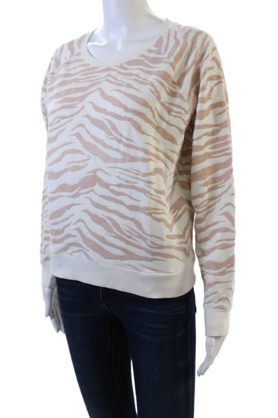 Rails Womens Cotton Crew Neck Velvet Animal Print Sweatshirt Pink Size XS
