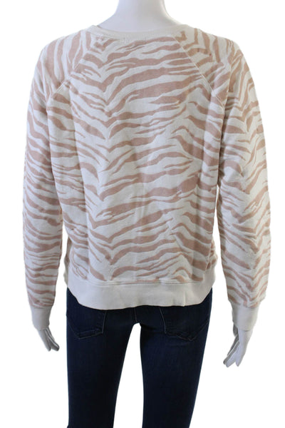 Rails Womens Cotton Crew Neck Velvet Animal Print Sweatshirt Pink Size XS