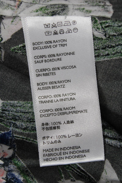 Cleobella Womens Floral Print Sleeveless Fringe Detail Duster Blouse Gray Size S