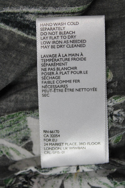 Cleobella Womens Floral Print Sleeveless Fringe Detail Duster Blouse Gray Size S