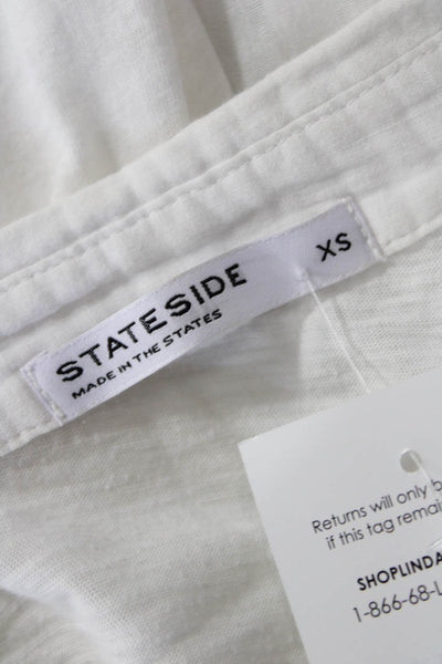 Stateside Womens Cotton Sheer Long Sleeve Side Slit Tunic Top White Size XS