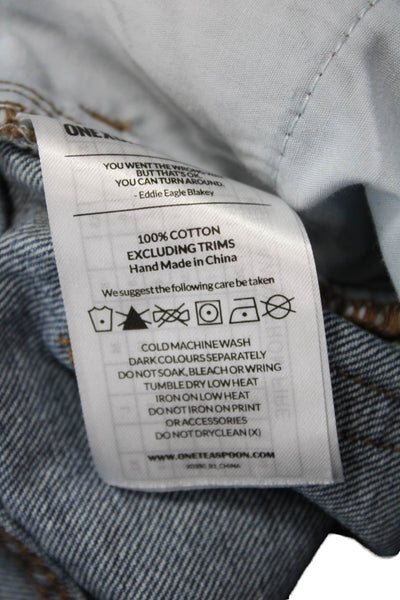 One X One Teaspoon Womens Cotton Pocketed Distressed Denim Shorts Pink Size 23