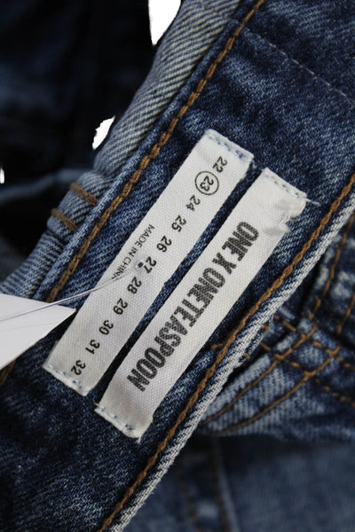 One X One Teaspoon Womens Cotton Pocketed Distressed Denim Shorts Pink Size 23