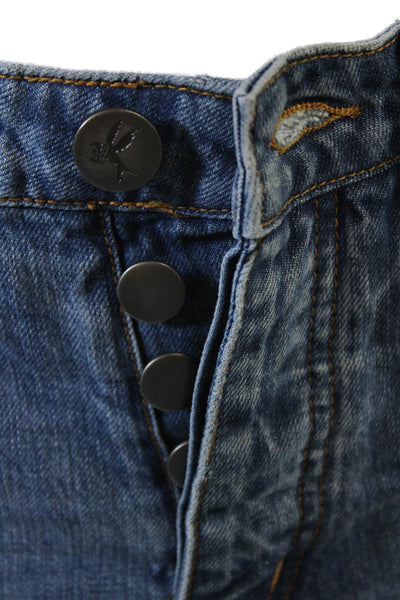 One X One Teaspoon Womens Cotton Distressed Hem Detail Denim Shorts Blue Size 23