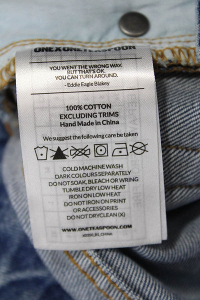 One X One Teaspoon Womens Cotton Distressed Hem Detail Denim Shorts Blue Size 23