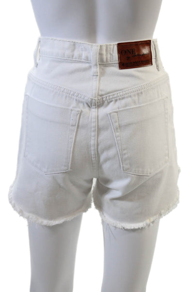 One X One Teaspoon Womens Cotton Distressed Pocketed Denim Shorts White Size 23