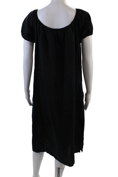 Faithfull Womens Square Neck Short Sleeve Button-Up Sheath Dress Black Size 6