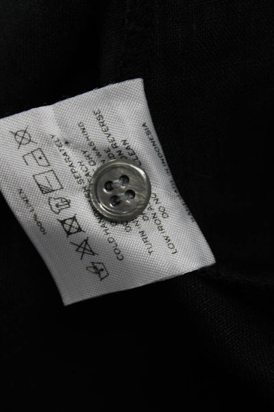 Faithfull Womens Square Neck Short Sleeve Button-Up Sheath Dress Black Size 6