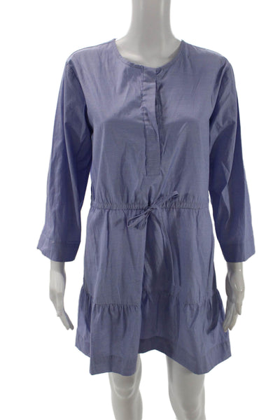 Do + Be Womens Cotton Long Sleeve V-neck Drawstring Short Dress Purple Size S