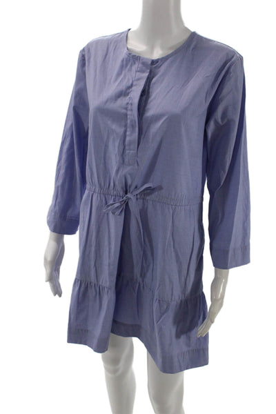 Do + Be Womens Cotton Long Sleeve V-neck Drawstring Short Dress Purple Size S