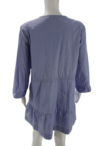 Do + Be Womens Cotton Long Sleeve V-neck Drawstring Short Dress Purple Size S