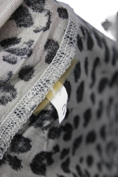 Majestic Filatures Womens Animal Print Long Sleeve Pullover Top Brown Size 2